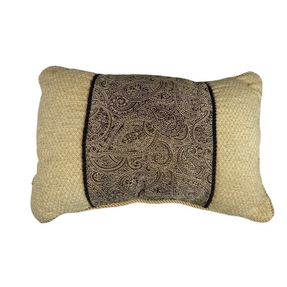Decorative Rectangular Paisley Accent Pillow With Gold Rope Trim - Picture 1 of 7